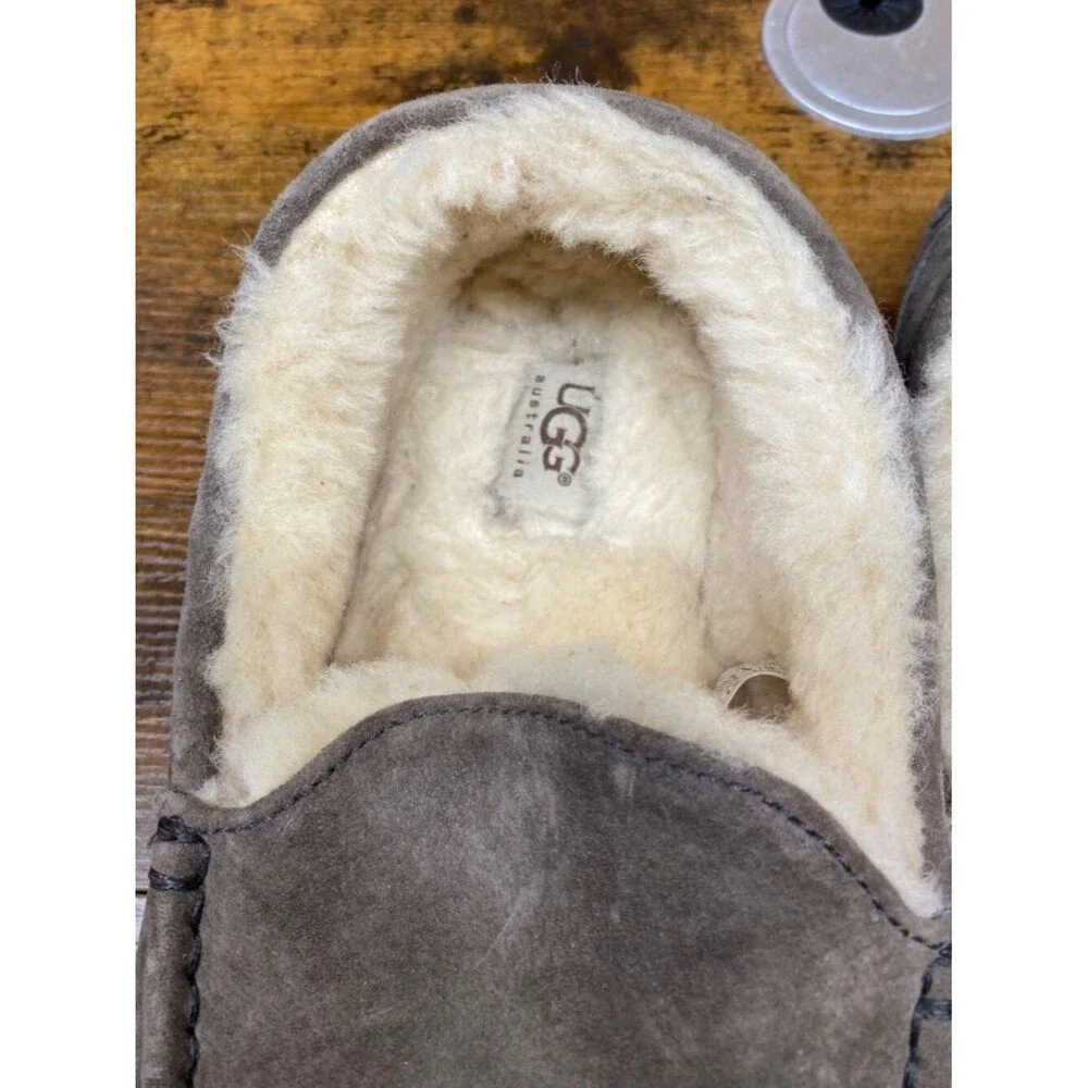 Ugg Men's Size 12 Taupe Suede Shearling Lined Slippers House Shoes Casual Comfy